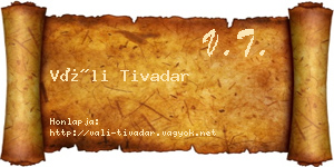 Váli Tivadar névjegykártya